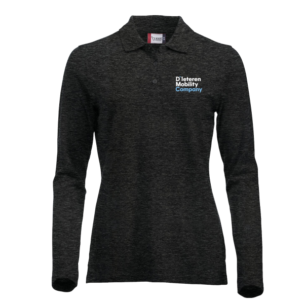 Long Sleeved Polo Lady Anthracite Melange